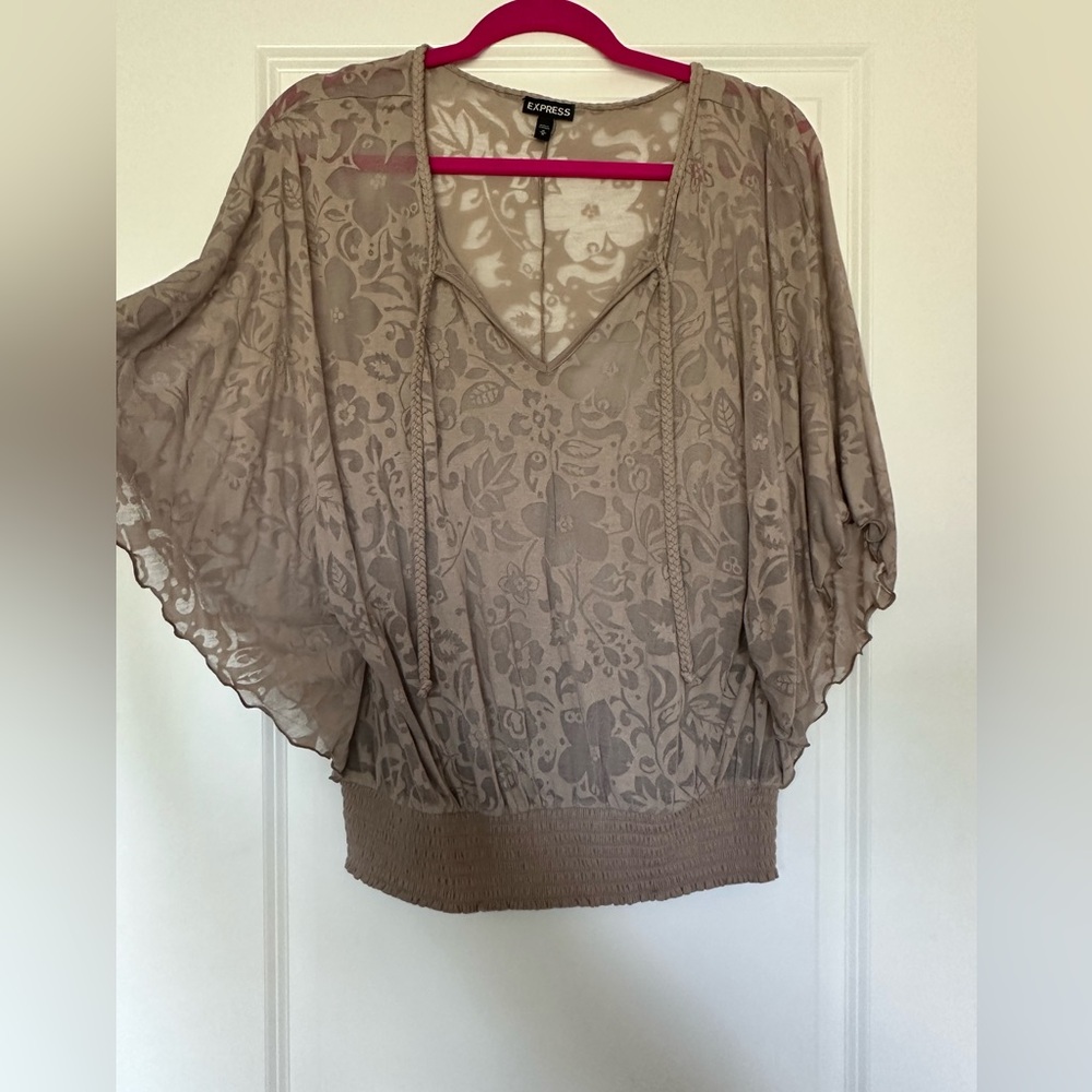 Express Brown Flower Detail Blouse. Size medium
